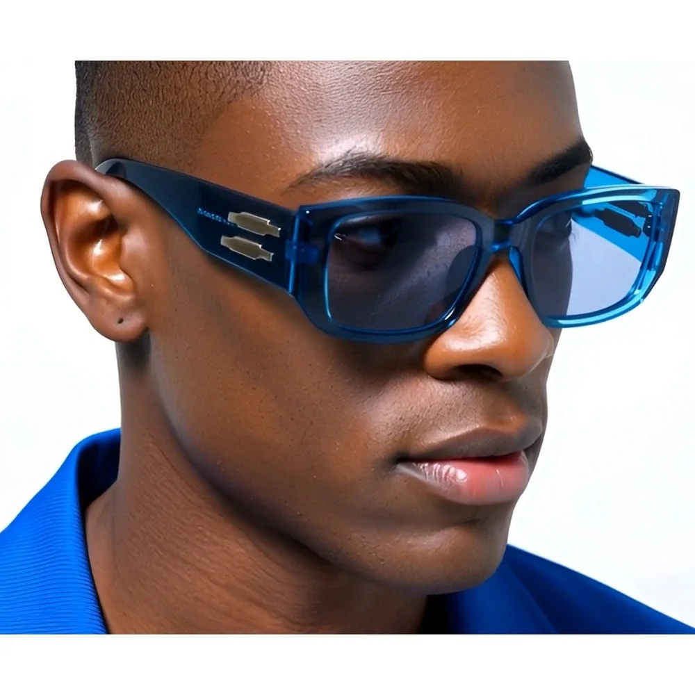 Blue Rectangle Sunglasses Trendy Fashion Frames UV400 Protection Lentes‎ Gafas